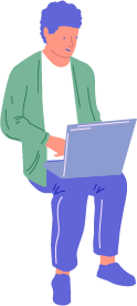 ノートPCを持つ人物